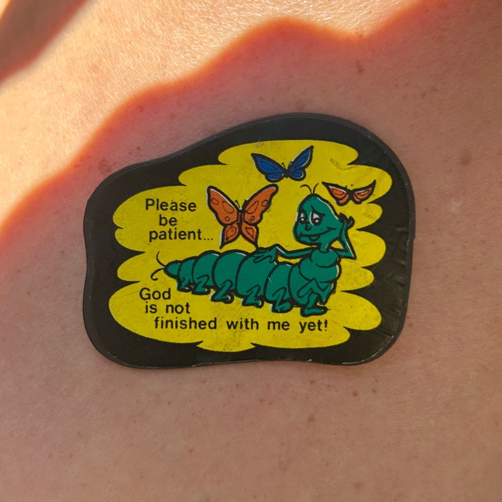 Be Patient, God’s Not Finished w/ Me Yet Vintage Caterpillar Butterfly Magnet